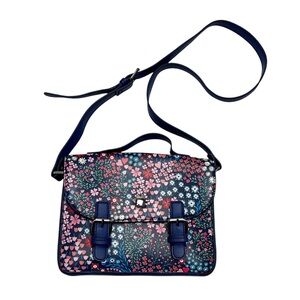 Angels Blue Floral Faux Leather Crossbody Purse